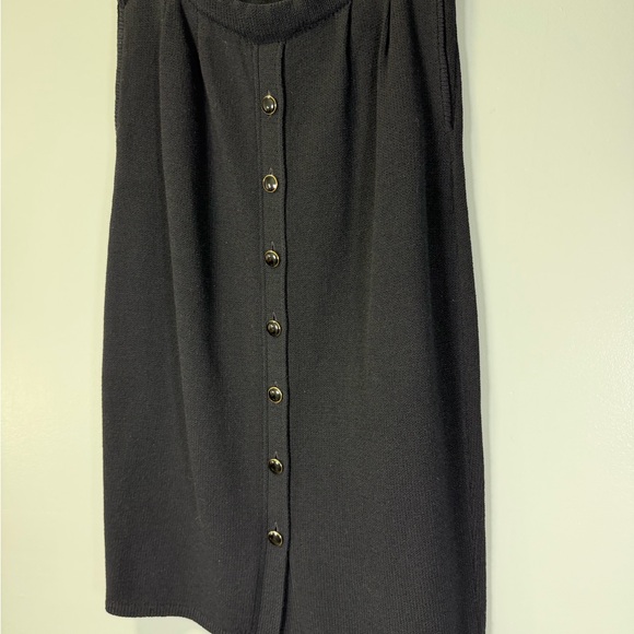 St. John Vintage Knit Black Button-Down Dress Midi Skirt Sz 6 - Picture 3 of 7